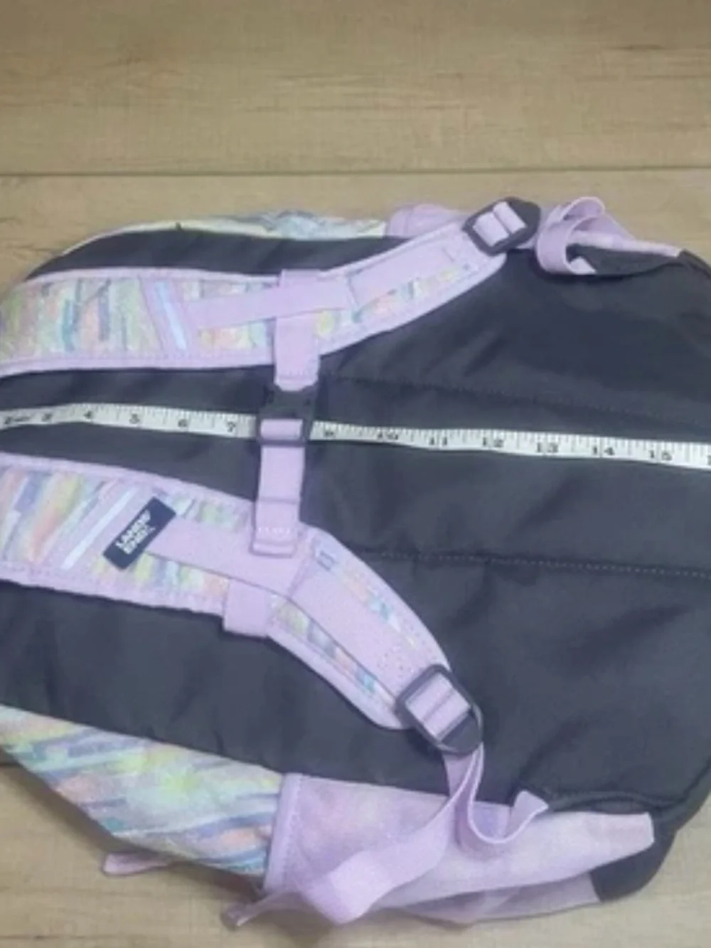 Lands’ End Girls Kids Pastel Striped Sparkly Backpack in Lavender & Multicolor